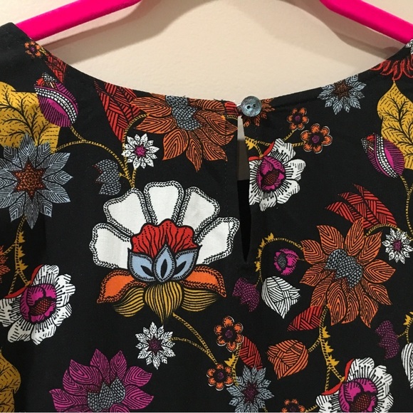 J.jill women’s Medium Tank Shift Dress Black printed Floral Boho Beach New - Picture 2 of 10